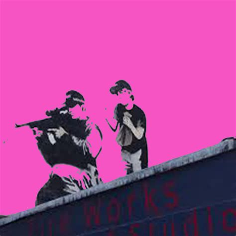 Banksy Sniper Graffiti Art Mural Pink Poster Painting By Stewart Wayne