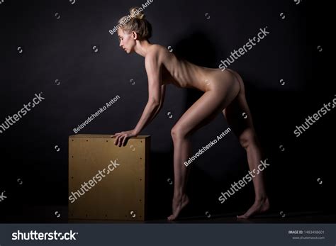 Naked Woman Yoga On Black Background Stock Photo 1483498601 Shutterstock