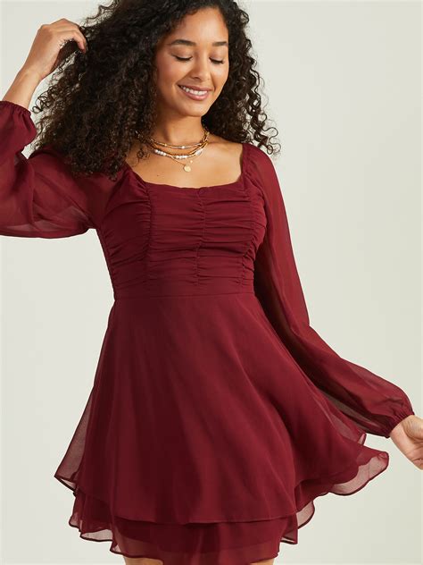 Lori Long Sleeved Dress in Burgundy | Altar'd State