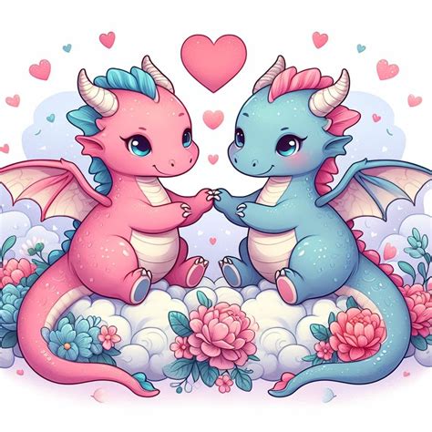Dragons in Love in 2025 | Baby dragon art, Cute dragons, Cute illustration