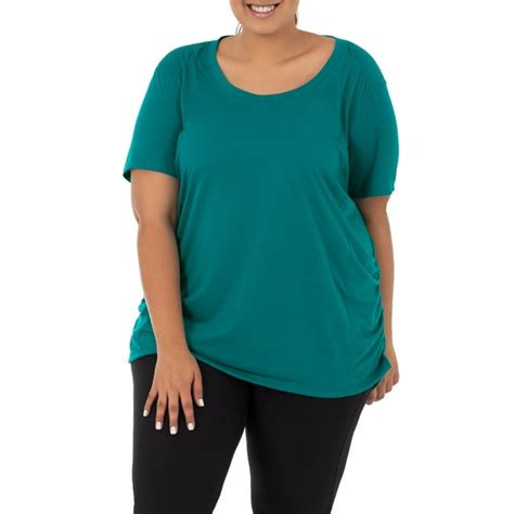 Terra And Sky Womens Plus Size Scoop Neck Shirred Side T Shirt