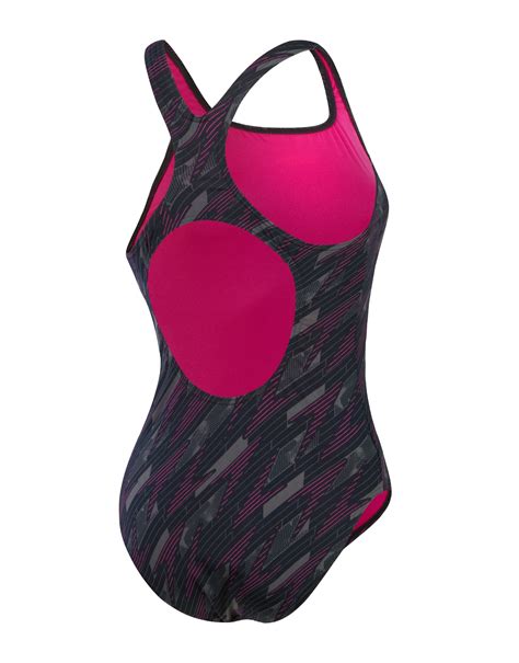 Speedo Hyperboom Allover Medalist Swimsuit Black Pink Simply Swim