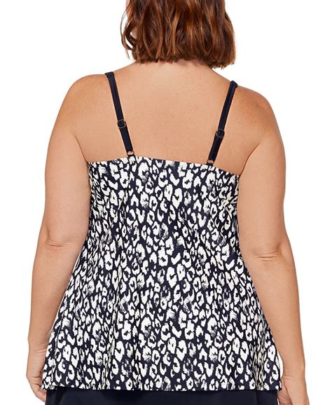 Island Escape Plus Size Printed Racer Back Underwire Tankini Swim Top