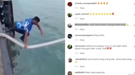 Nyaris Tenggelam Seorang Pria Nekat Terjun Ke Laut Demi Selamatkan