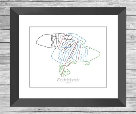 Saddleback Maine Map Me Ski Snowboard Trail Map Art Print | Etsy