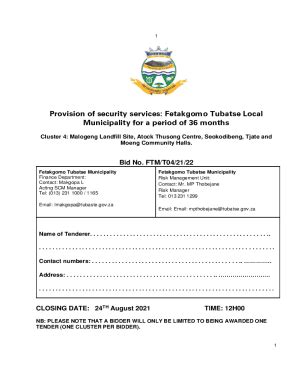 Fillable Online Provision Of Security Services Fetakgomo Tubatse Local