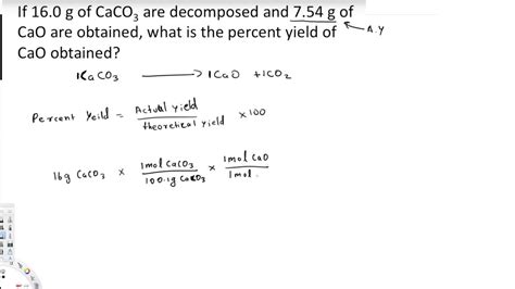 Theoretical Actual And Percent Yield Problems Topics In General Chemistry Tutorial Youtube