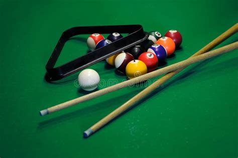 Top View Green Pool Table Balls Cues Stock Photos Free And Royalty Free