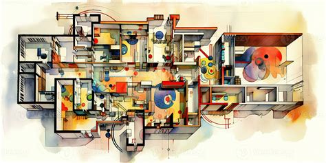 Abstract Vintage Retro Aesthetics Floor Plan Background Pattern