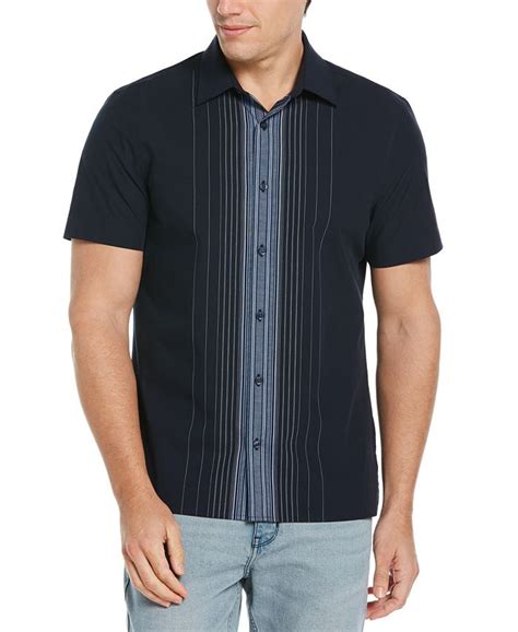 Perry Ellis Mens Engineered Chest Stripe Short Sleeve Button Down Shirt Macys