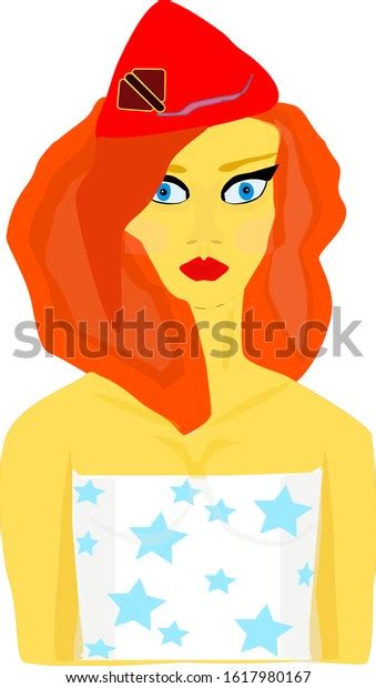 Girl Blue Eyes Red Hair Red Stock Vector Royalty Free 1617980167