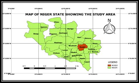 Map of Niger State showing Bosso Local Government Area. | Download ...