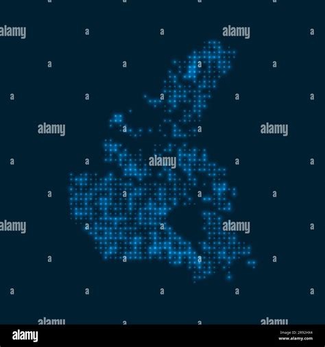 Canada Dotted Glowing Map Shape Of The Country With Blue Bright Bulbs