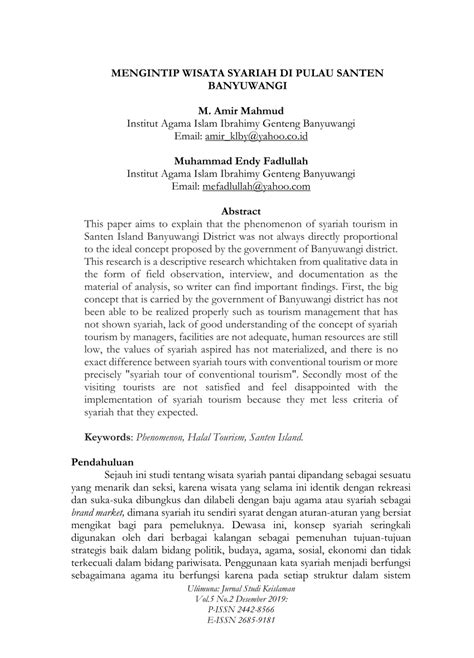 PDF MENGINTIP WISATA SYARIAH DI PULAU SANTEN BANYUWANGI