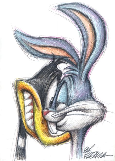 Bugs Bunny Vs Daffy Duck Looney Tunes Original Drawing By Joan Vizcarra Arte De Lápiz