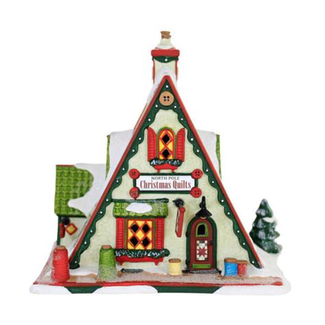 Department 56 North Pole Christmas Quilts Shop 6009771 For Sale