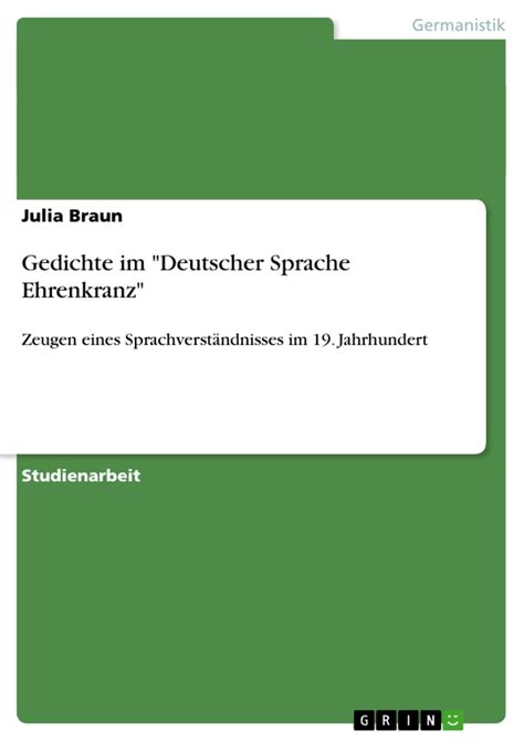 Gedichte Im Deutscher Sprache Ehrenkranz GRIN Grin