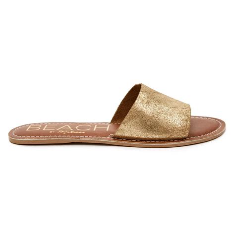 Matisse Cabana Slide Shoes Gold Frost Suede Off The Racks Boutique