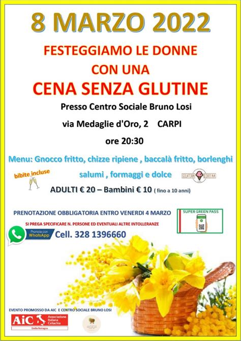 Ripartiamo Dalle Donne Cena Senza Glutine Carpi Mo 8 Marzo 2022