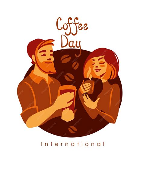 Premium Vector | The girl and the boy drink fragrant coffee. barista
