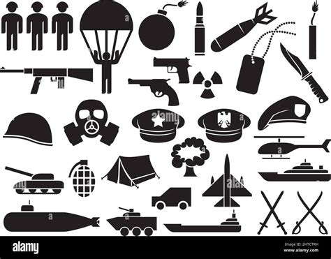 Military Icons Vector Illustration Stock Vector Image Art Alamy