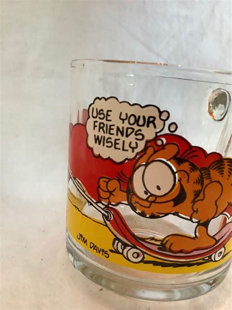 Vintage Mcdonalds Garfield Glass Mug Cup Use Your Friends Wisely