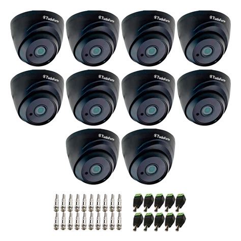 Kit 10 Câmeras Tudo Forte Black 1080p Dome 4 EM 1 2 8MM 2 0MP HDCVI