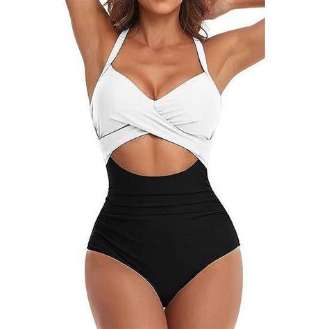 Women Sexy Tummy Control One Piece Swimsuits Halter Push Up Bathing