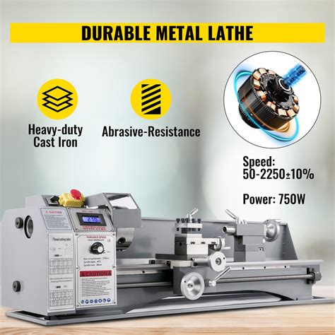 Vevor Mini Metal Lathe Bench Top 87x295 750w For Turning 2250 Rpm