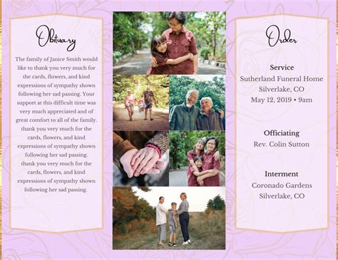 Tri Fold Funeral Program Template Editable In Canva Funeral Program