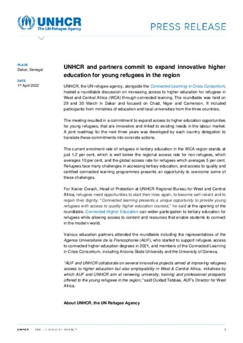 Document Unhcr Press Release Unhcr And Partners Commit To Expand