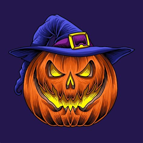 Premium Vector Halloween Pumpkin With Witch Hat