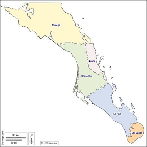 Mapa Para Imprimir De Baja California Sur Mapa Mudo De Baja California