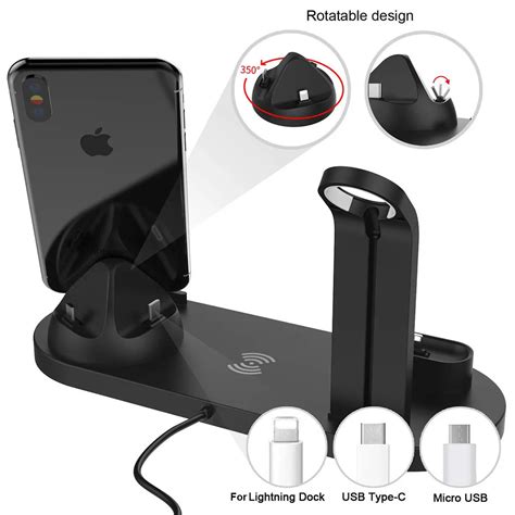 3 в 1 беспроводная зарядная подставка для iPhone 11 Pro XR XS X 8 10 Вт ...