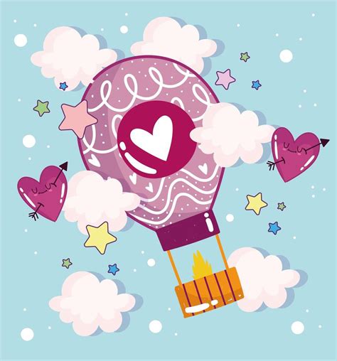 Romantic Hot Air Balloon Vector Art At Vecteezy