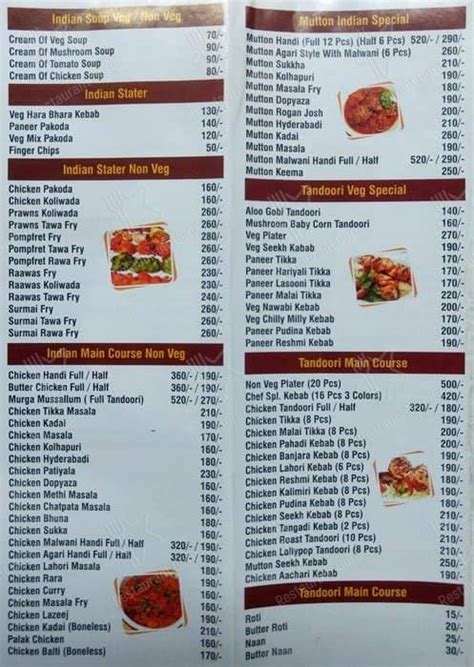 Menu At Hyderabadi Biryani House Navi Mumbai Green Heritage