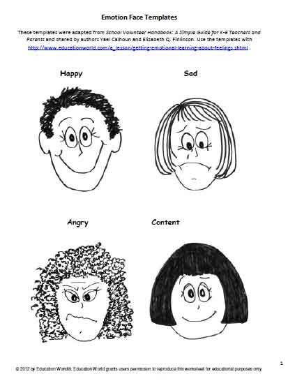 Emotion Face Templates Education World