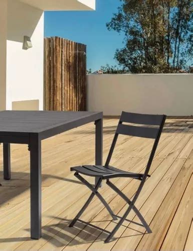 Silla Plegable Negra Acero Exterior