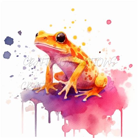 Cute Watercolor Vibrant Frogs Vol Digital Design Bundle Printable