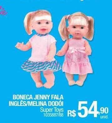 Boneca jenny fala inglês melina dodói super toys oferta na Milium