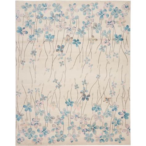 Nourison Tranquil Ivory 8 Ft X 10 Ft Floral Modern Area Rug 484840