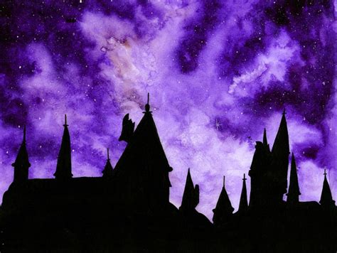 Hogwarts Silhouetted Against the Night Sky Print Wall Art - Etsy