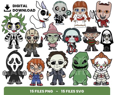 15 Clipart Bundle Layered Svg Halloween Svg Chibi Svg Etsy