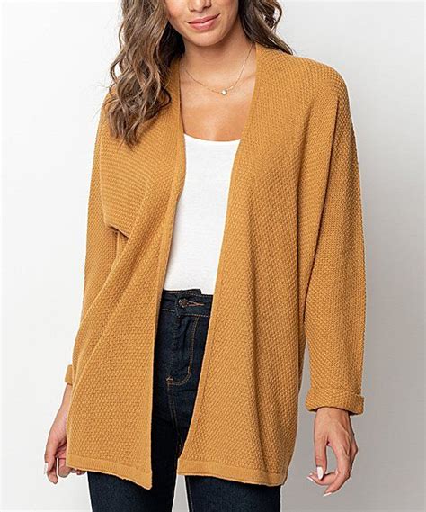 Take A Look At This Mustard Waffle Knit Open Cardigan Women Today