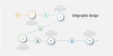 5단계 옵션이 있는 요소 인포그래픽 디자인 템플릿 타임라인을 워크플로에 사용할 수 있습니다 프리미엄 벡터