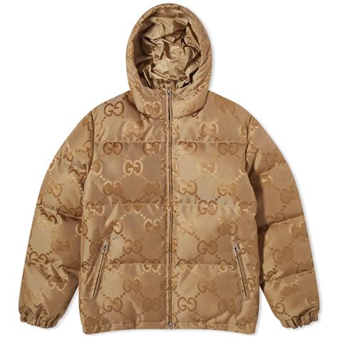 Gucci Jumbo GG Jacquard Down Hooded Jacket Beige END GB