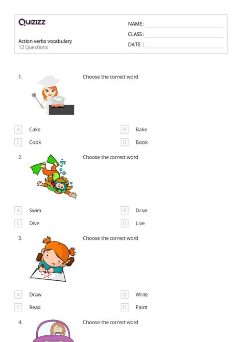 50 Action Verbs Worksheets For 5th Grade On Quizizz Free And Printable