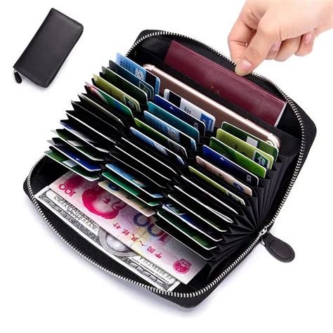 Anti Rfid Blocking Genuine Leather Women Wallets Men Credit Card Wallet