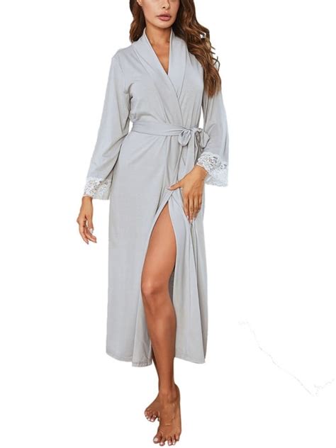 Women Robe Lightweight Kimono Robes Long Knit Bathrobe Soft Sleepwear