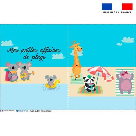 Kit Sac Dos Coulissant Motif Mes Petites Affaires De Plage Licorne